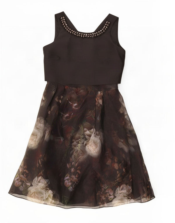 Coast Womens Sleeveless A-Line Dress UK 12 Medium Black Floral Polyester