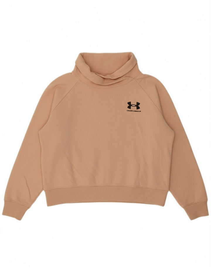 UNDER ARMOUR Womens Oversized Sweatshirt Jumper UK 6 XS Beige Cotton