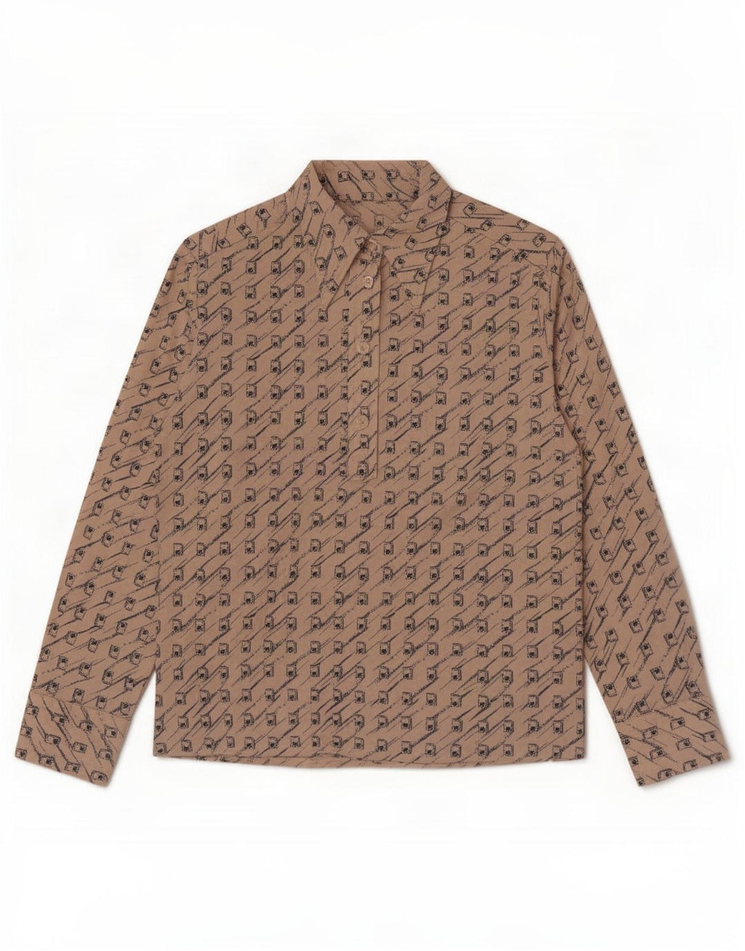 Vintage Dame Pullover Shirt UK 12 Medium Beige Geometric