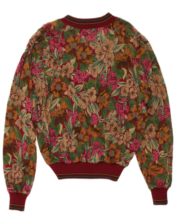 Domina Dame V-hals sweater IT 48 XL Flerfarvet blomsteruld