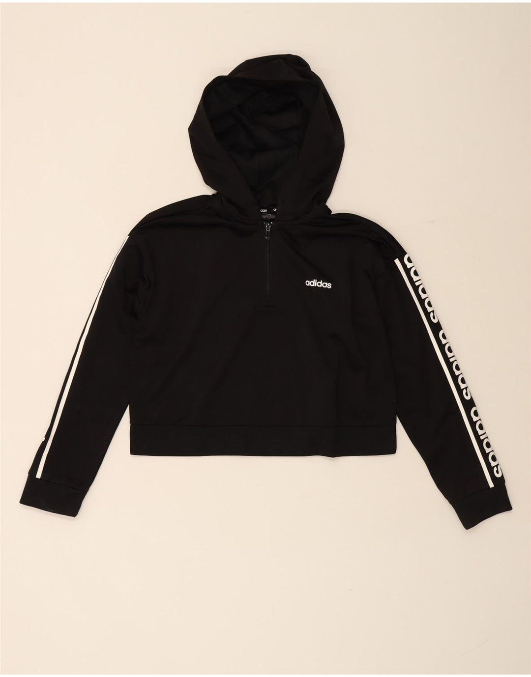 Adidas Dame Oversized grafisk hættetrøje Jumper UK 8/10 Small Black Polyester
