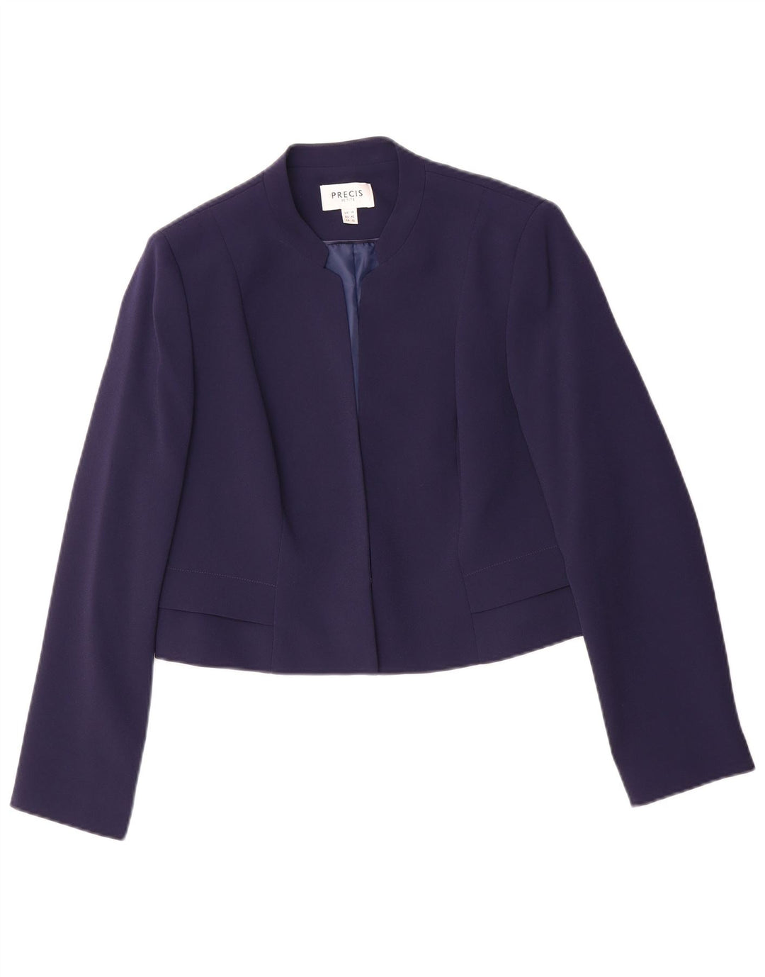 PRECIS Dame Crop Open Blazer Jacket UK 14 Medium Navy Blue Polyester