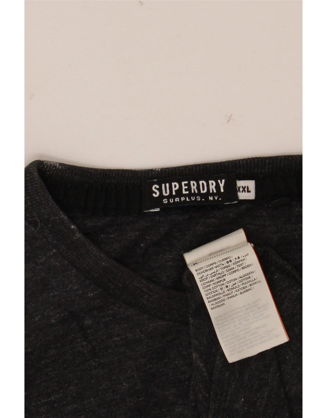 SUPERDRY Herre Top Langærmet 2XL Grå Flecked Bomuld