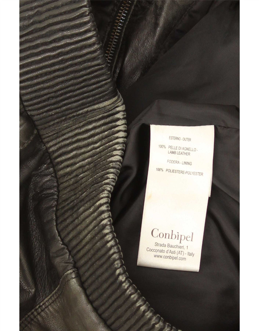 Conbipel Womens Bomber Læderjakke IT 44 Medium Sort Læder