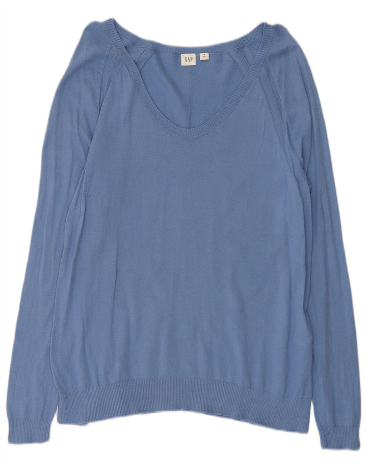 Gap Dame V-hals sweater UK 14 Medium Blue Bomuld