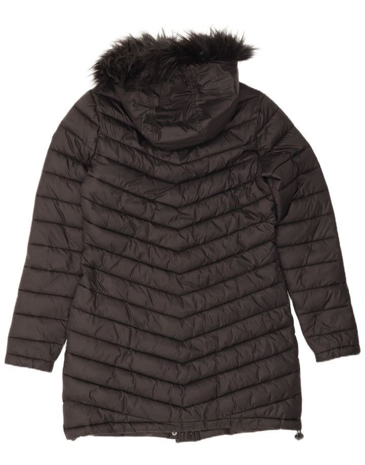Superdry Polstret frakke med hætte til kvinder UK 14 Medium Black Nylon