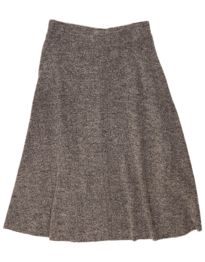 Zara Dame Midi A-Line nederdel Large W32 Grey Herringbone