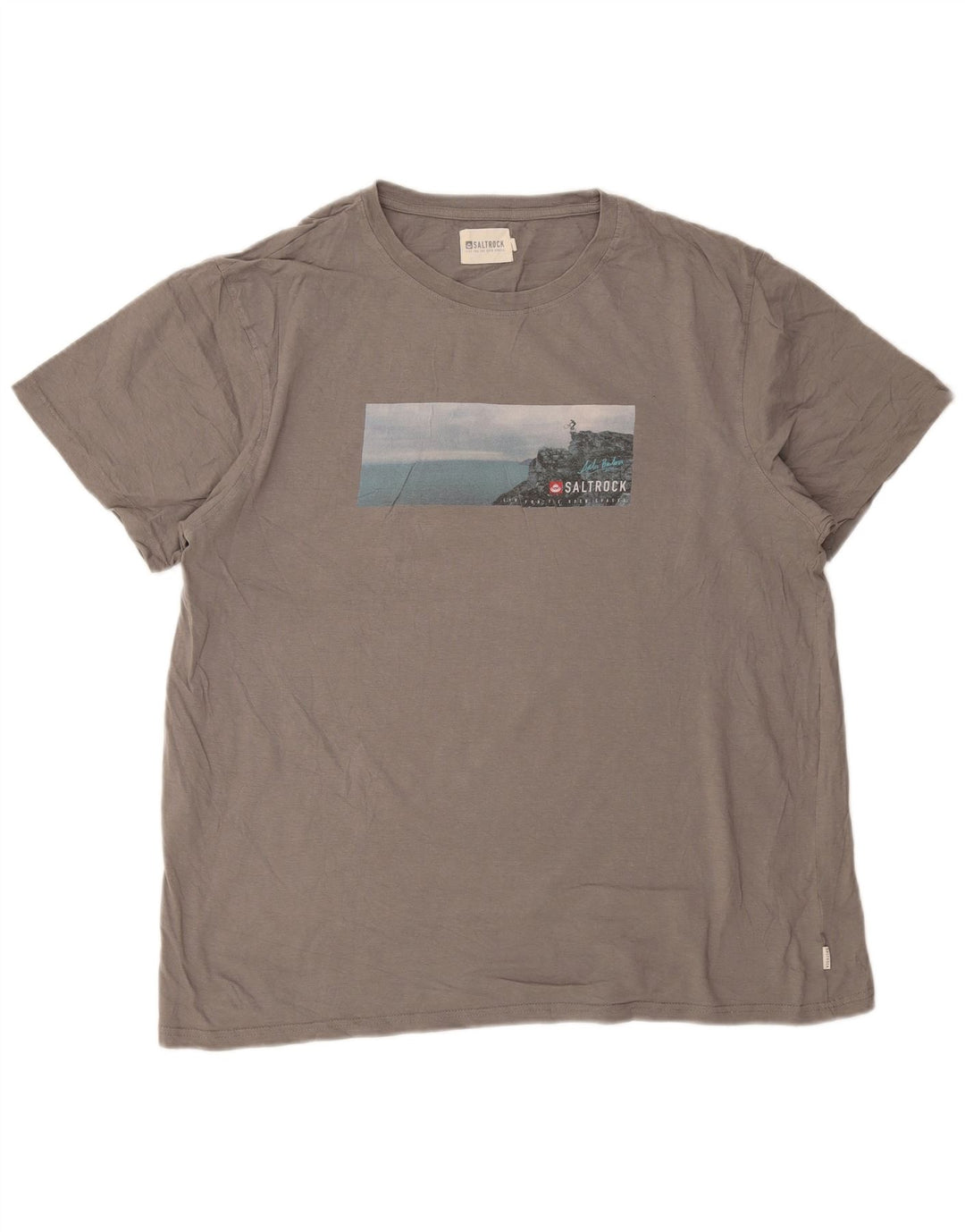 Saltrock Herre Grafisk T-Shirt Top 2XL Grå Bomuld