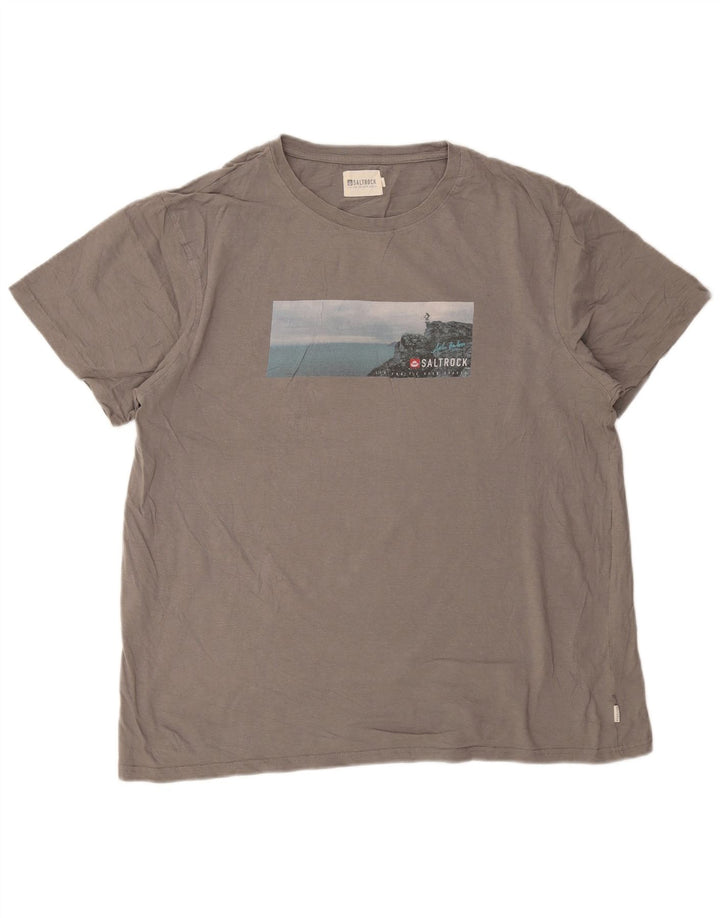 Saltrock Herre Grafisk T-Shirt Top 2XL Grå Bomuld