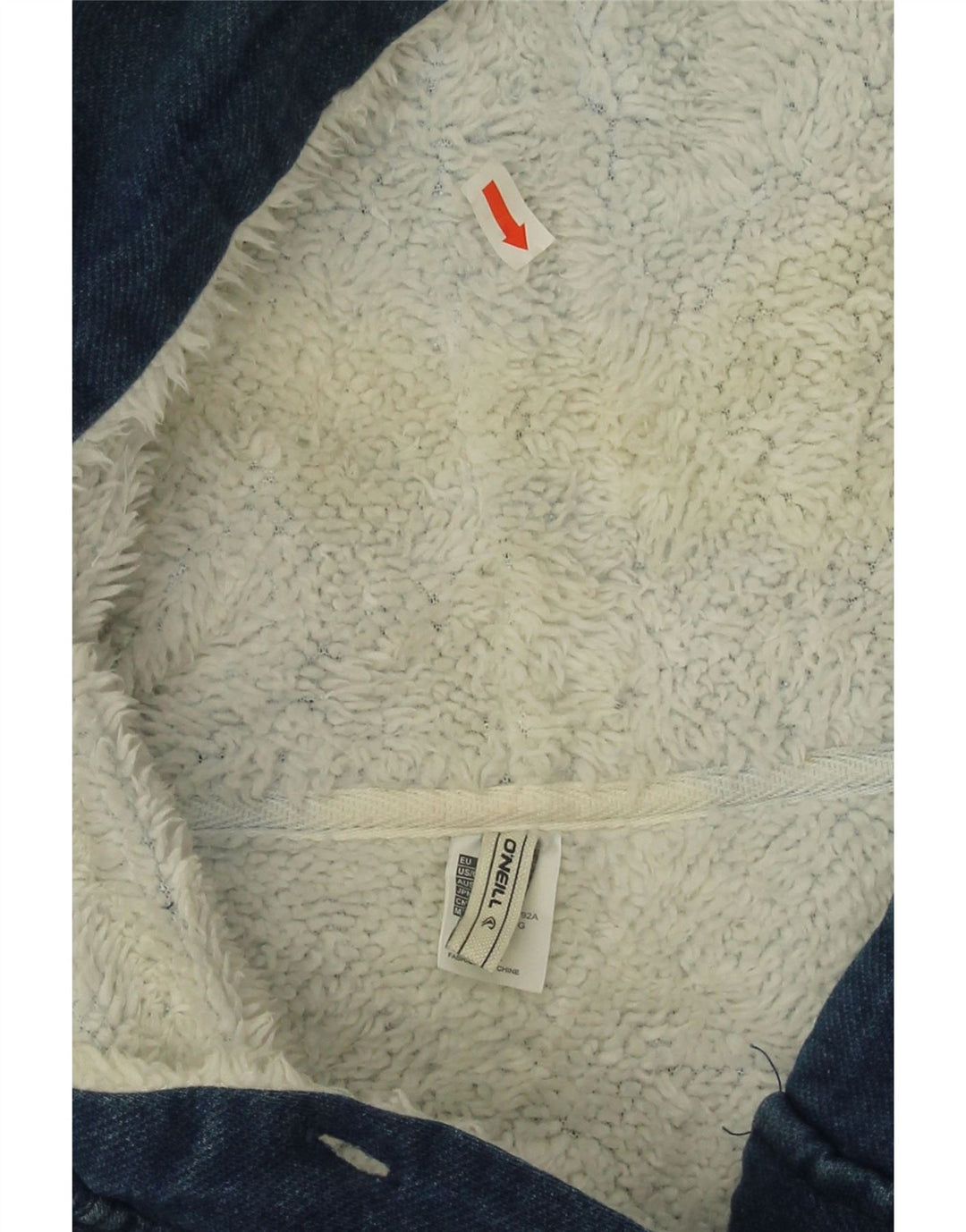 O'Neill Dame Pullover Denim Sherpa Jacket UK 16 Stor Blå Bomuld