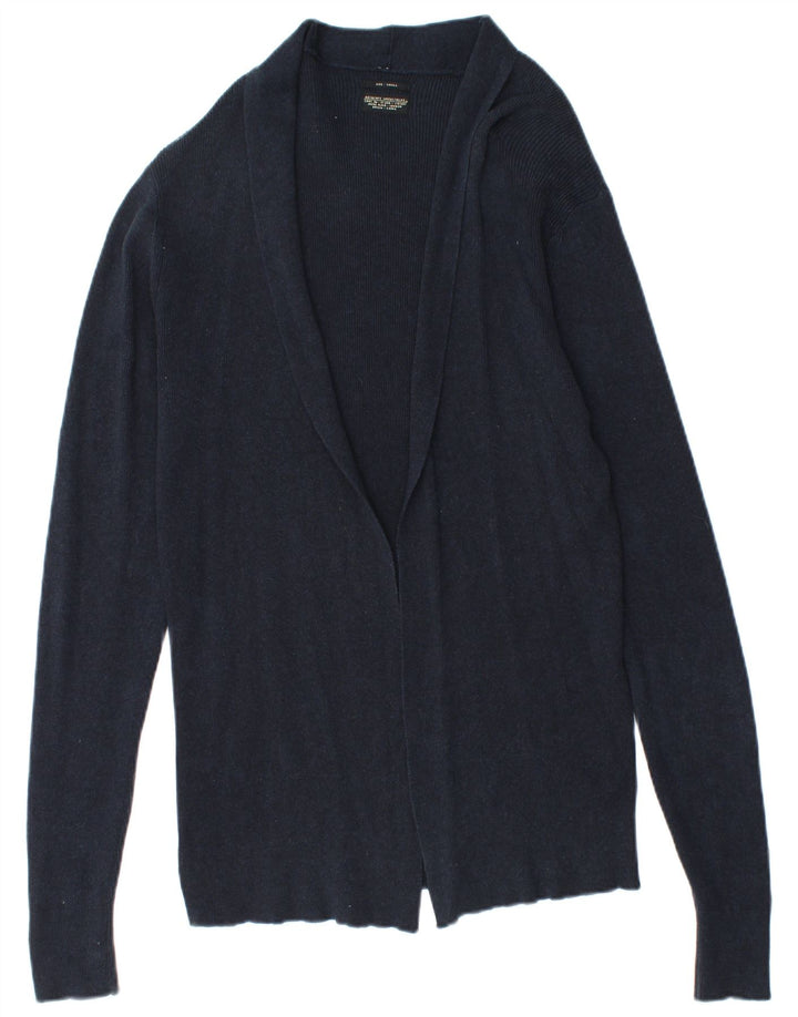 ALL SAINTS Womens Open Cardigan Sweater UK 10 Small Navy Blue Bomuld