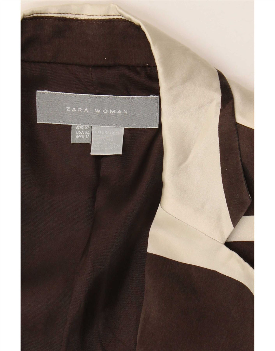 Zara Dame 1 Knap Blazer Jacket UK 18 XL Brun Colourblock