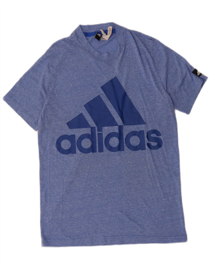 Adidas grafisk t-shirt til mænd, medium blå flækket polyester
