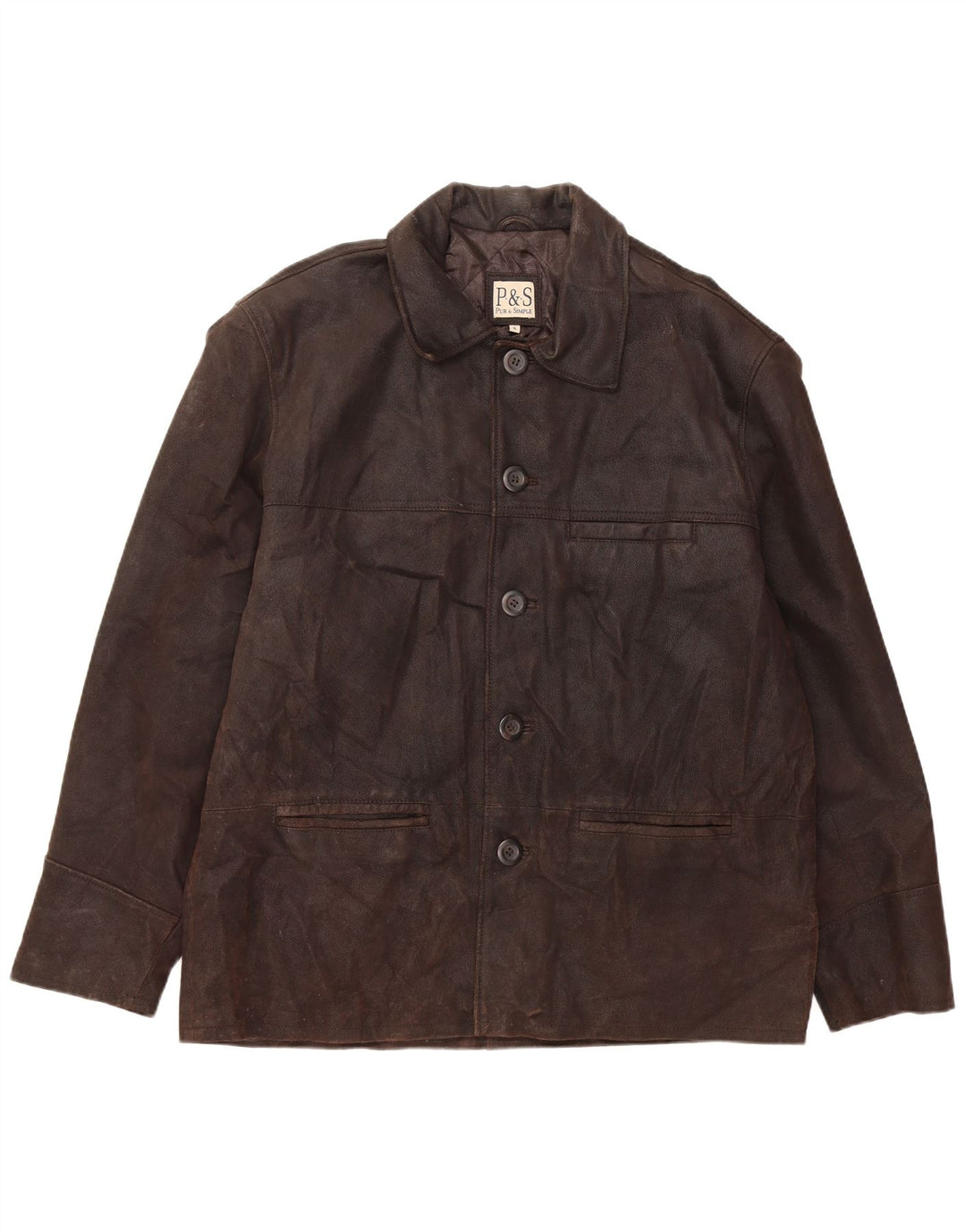 VINTAGE Herre læderjakke UK 42 XL Brunt læder