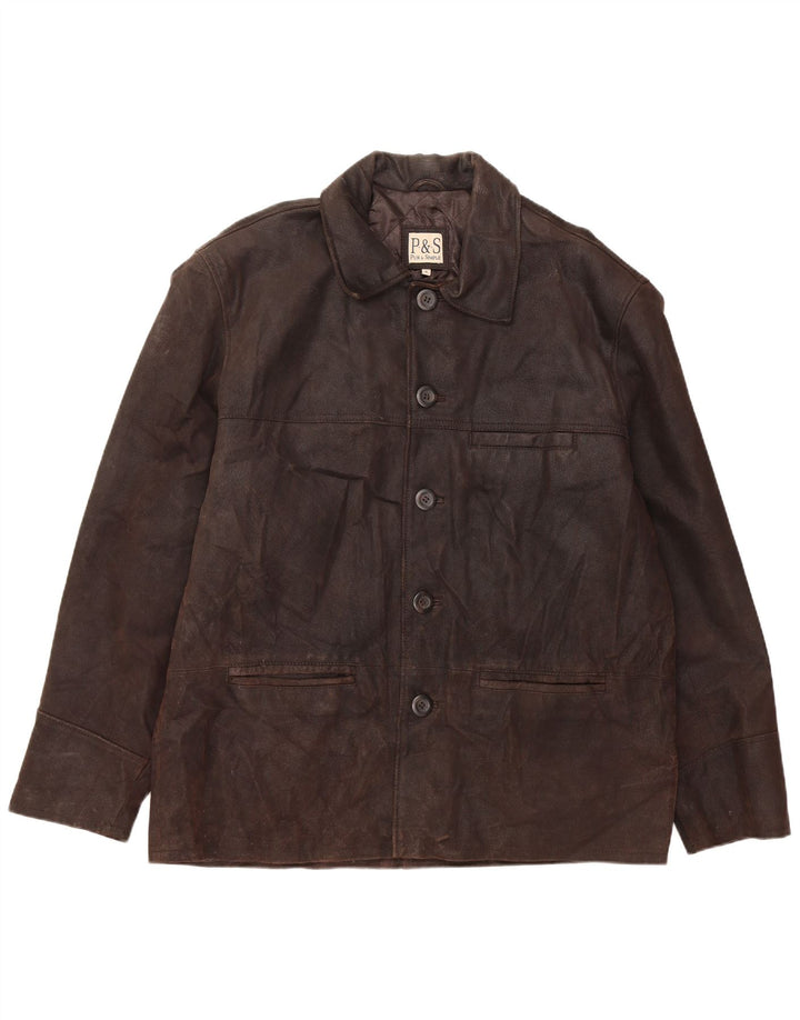 VINTAGE Herre læderjakke UK 42 XL Brunt læder