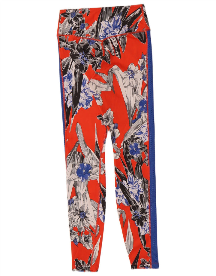 Nike Dame Dri Fit Leggings UK 10 Small Red Floral