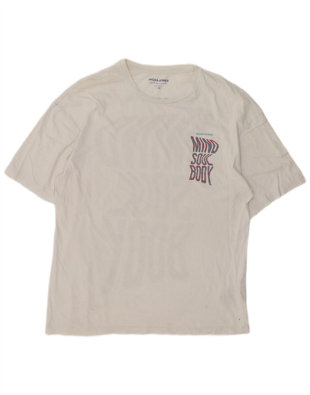 Jack & Jones Herre grafisk T-shirt Top Medium Hvid Bomuld