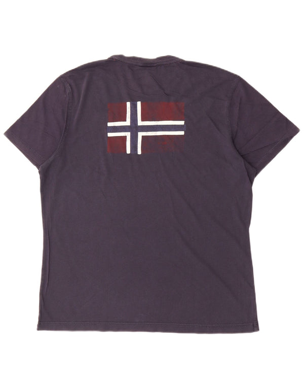 Napapijri Herre Geographic Graphic T-Shirt Top Medium Navy Blue