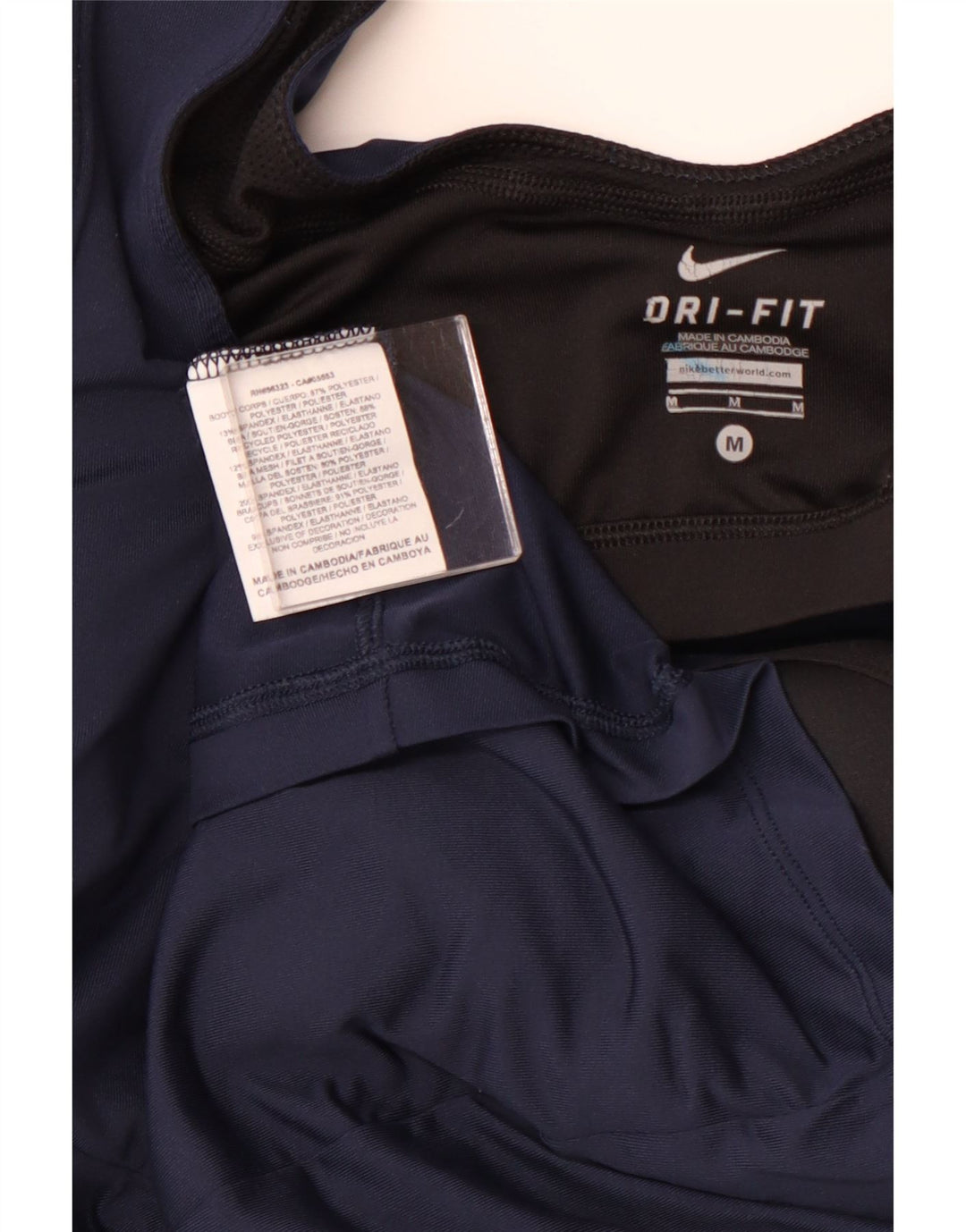 NIKE Dame Dri Fit Badetøj UK 12 Medium Navy Blue Colourblock Polyester