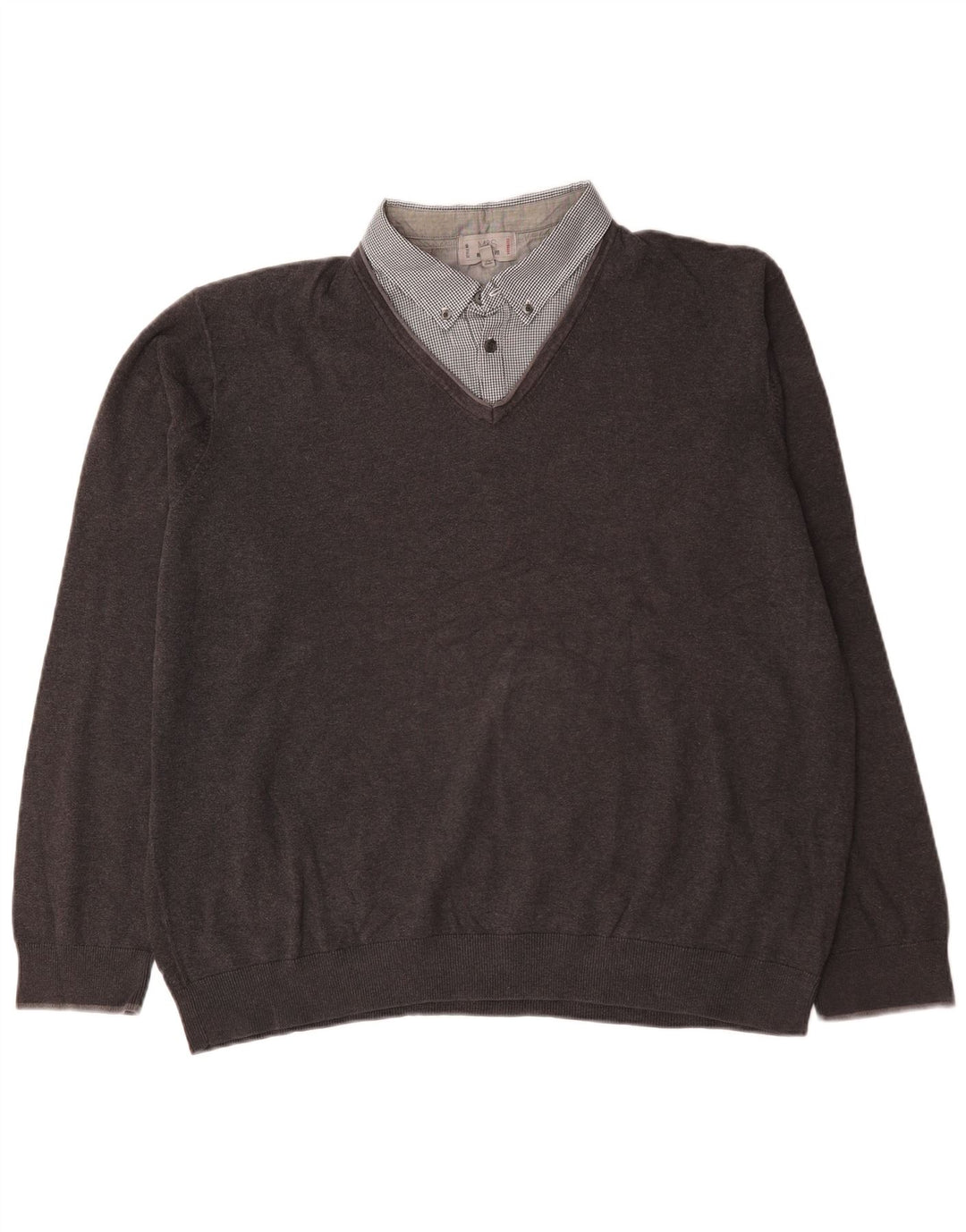 Marks & Spencer Herre Regular Fit V-hals sweater 2XL brun bomuld