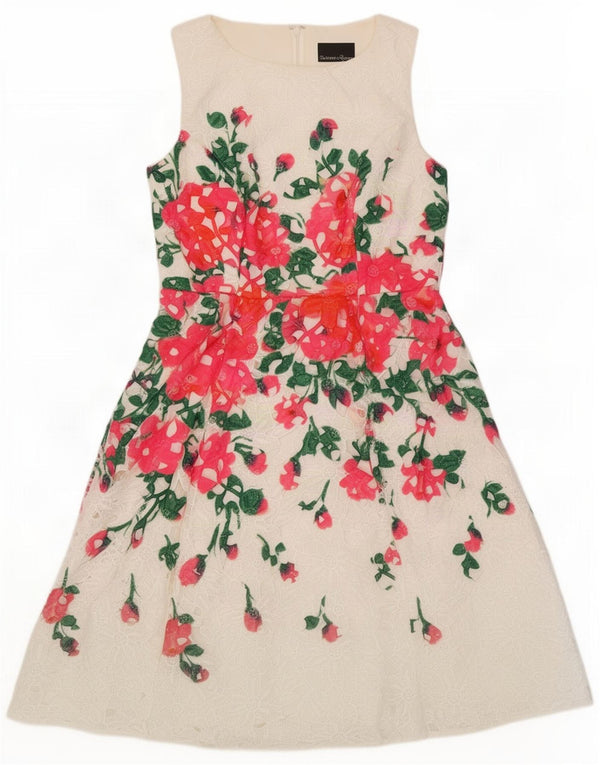 Phase Eight Dame Ærmeløs Blonde A-Line Kjole UK 16 Large White Floral