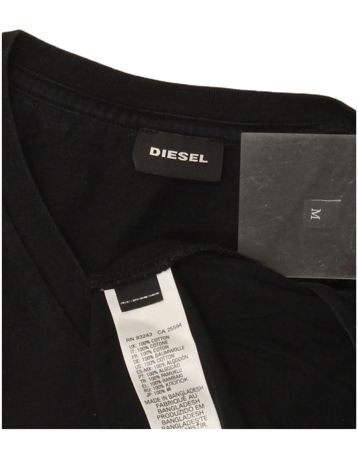 DIESEL Herre T-Shirt Top Medium Sort Bomuld