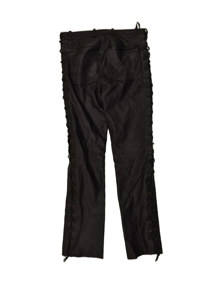 HIGHWAY 1 Dame Læder Casual Bukser W34 L35 Sort Læder