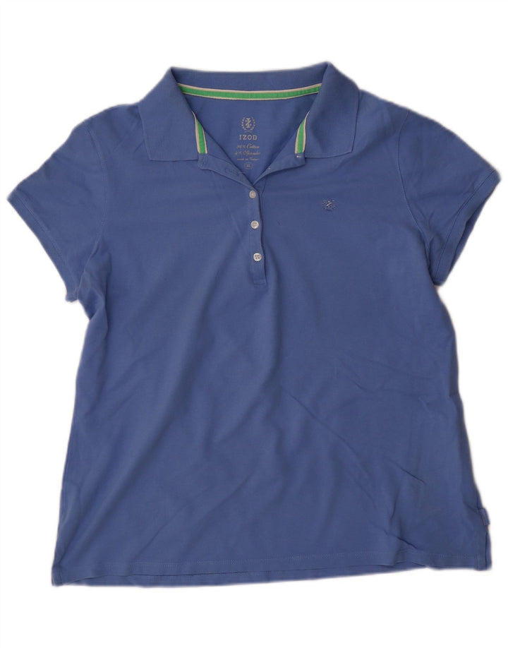 IZOD Dame Polo Shirt UK 18 XL Blå Bomuld