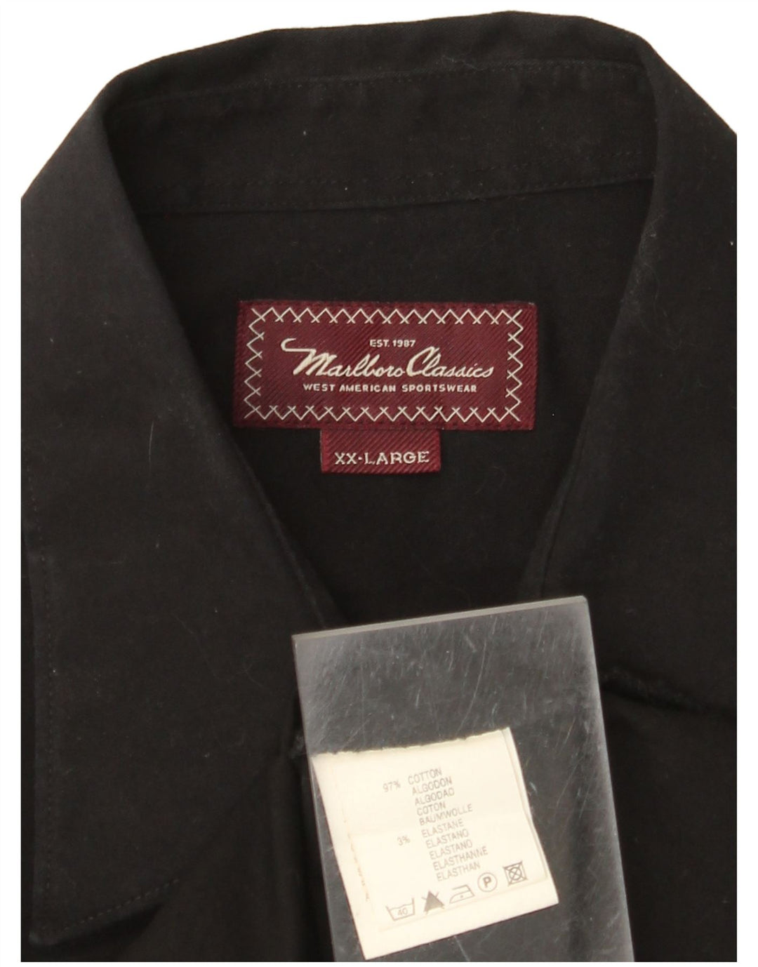 MARLBORO CLASSICS Mens Shirt 2XL Black Cotton