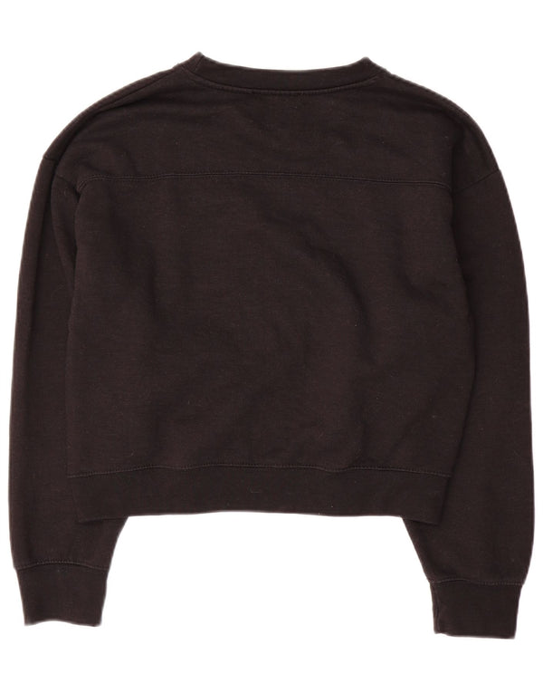 Zara Womens Crop Oversized Sweatshirt Jumper UK 10 Small Black Polyester
