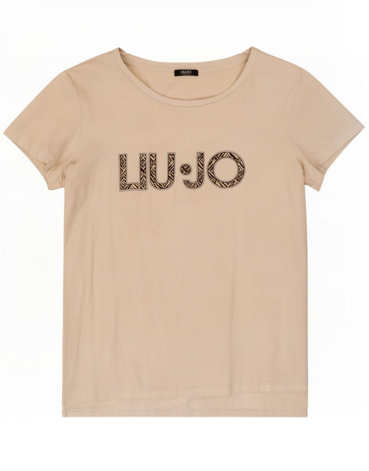 Liu Jo Grafisk T-shirt top til kvinder UK 14 Medium White