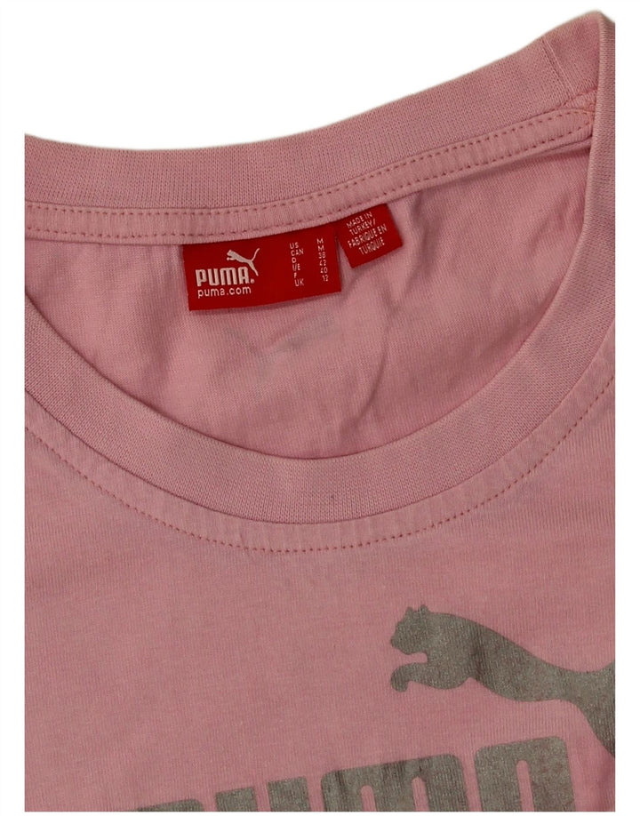Puma Grafisk T-Shirt Top UK 12 Medium Pink