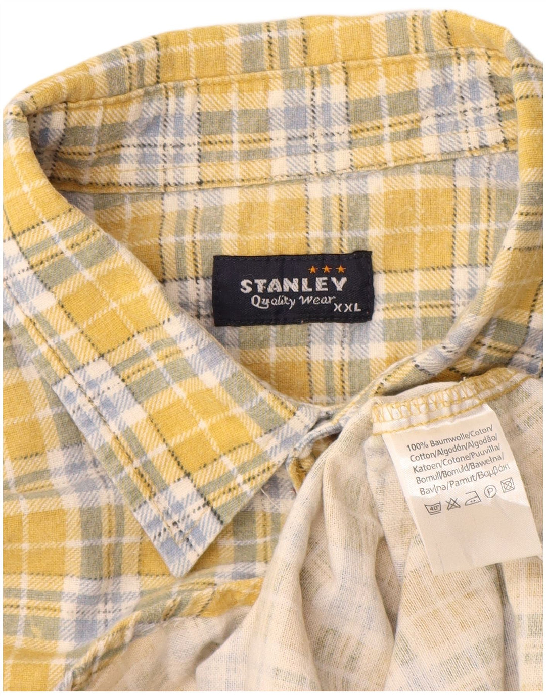 Stanley Herre flannelskjorte 2XL gul ternet bomuld