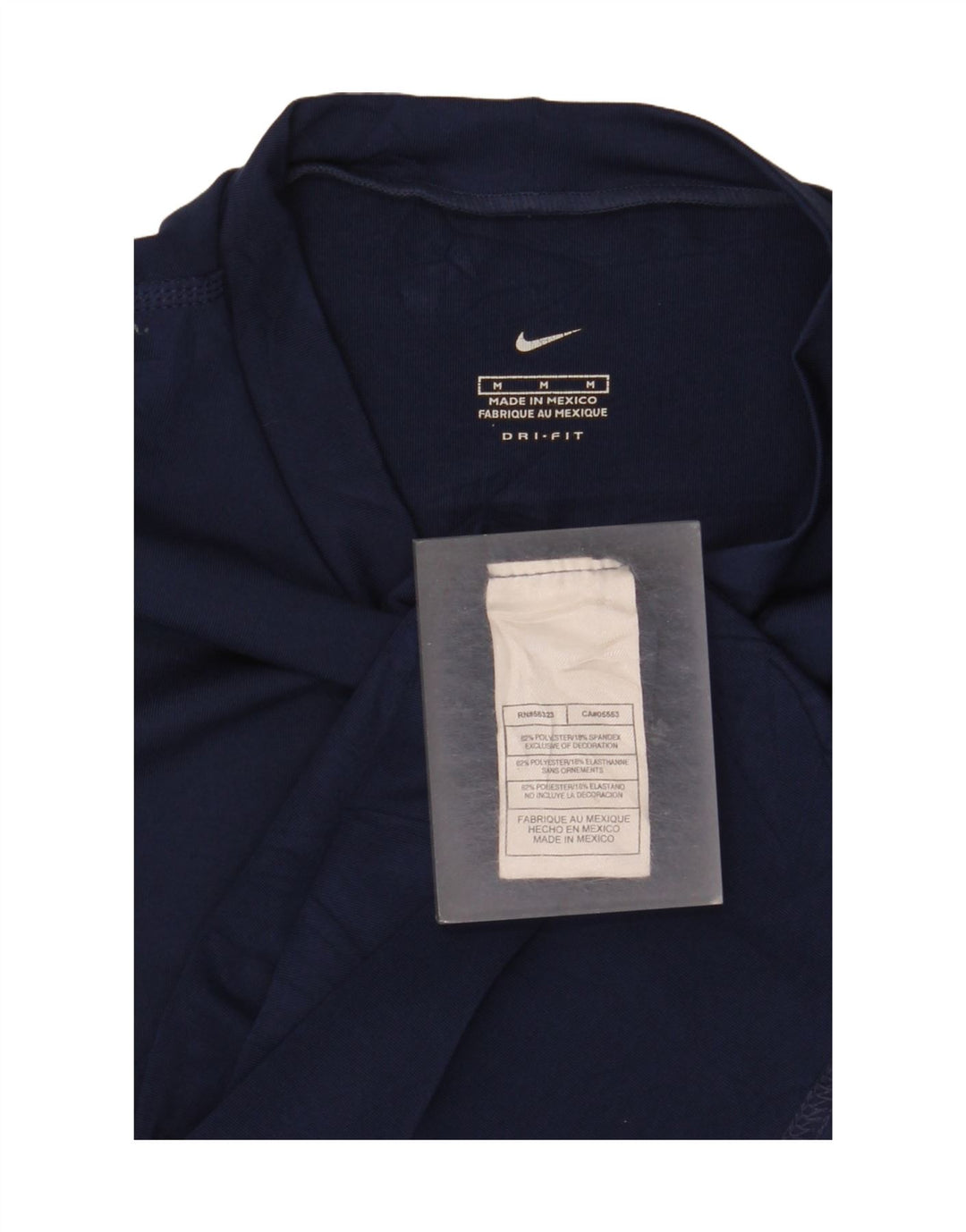 Nike Dame Dri Fit T-Shirt Top UK 12 Medium Navy Blue Polyester