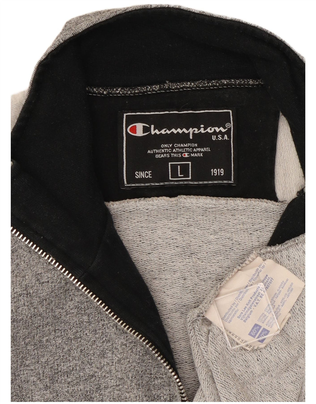 CHAMPION Sweatshirt med lynlås til mænd, stor grå farveblok bomuld