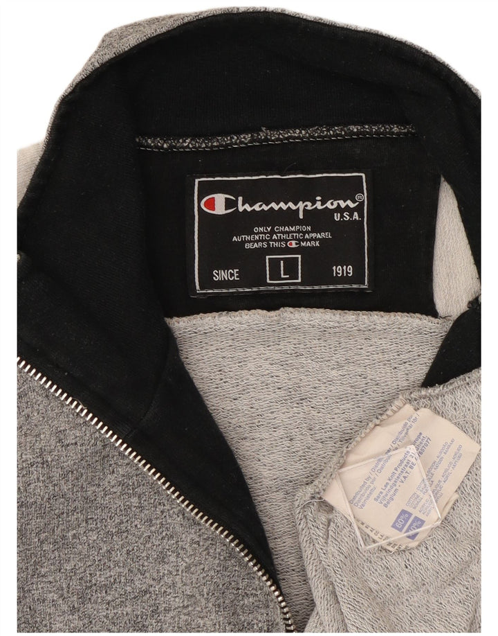 CHAMPION Sweatshirt med lynlås til mænd, stor grå farveblok bomuld