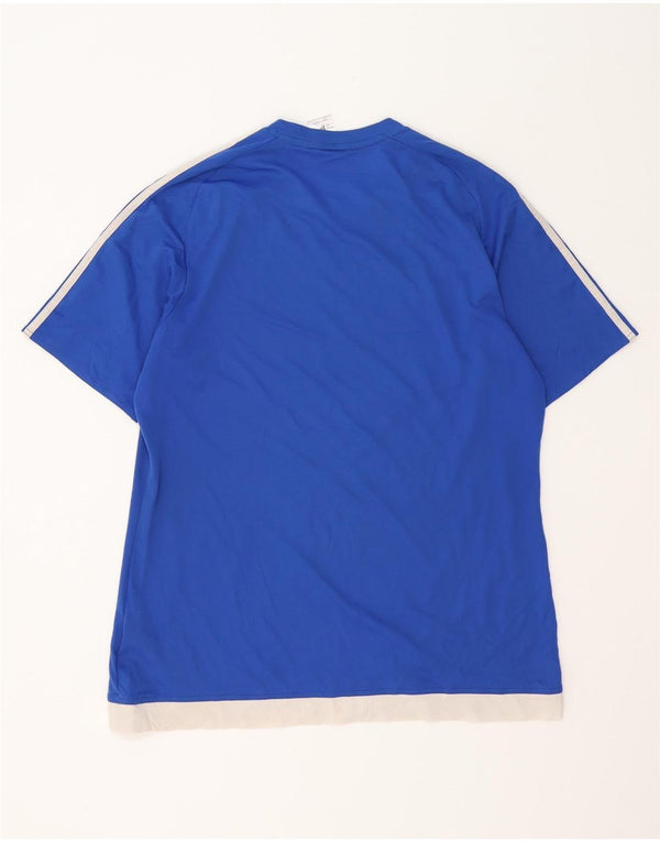 ADIDAS Herre Climalite T-Shirt Top Stor Blå Colourblock Polyester