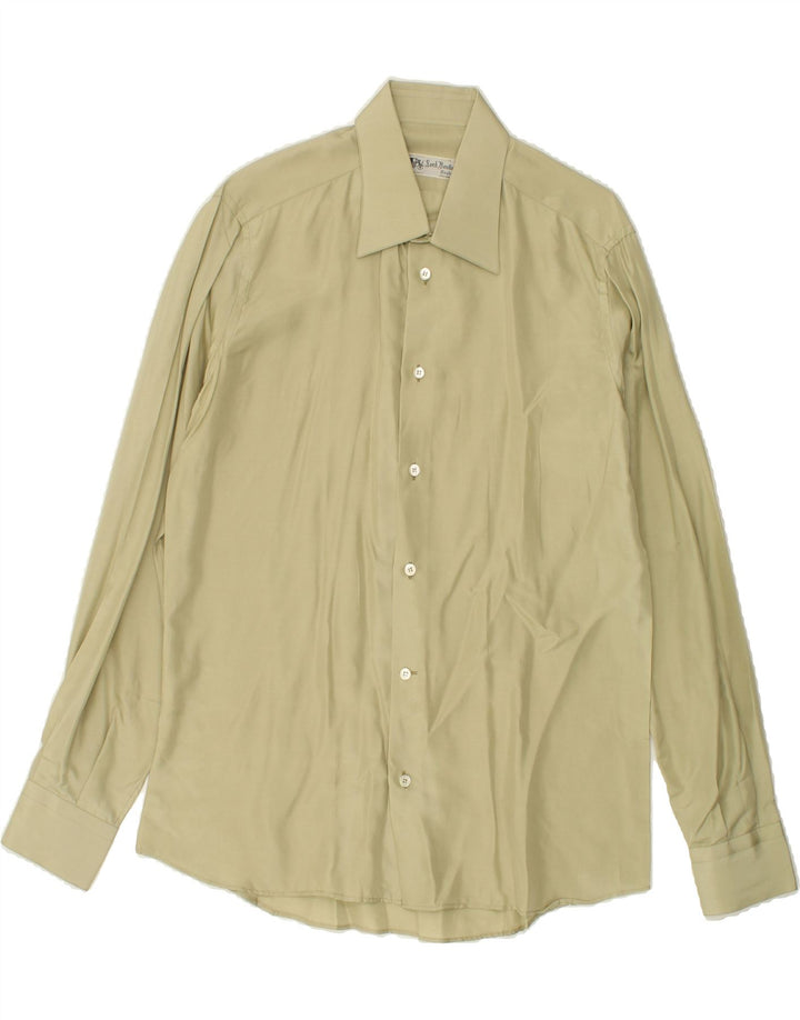 VINTAGE Herreskjorte str. 16 41 Large Khaki Silk