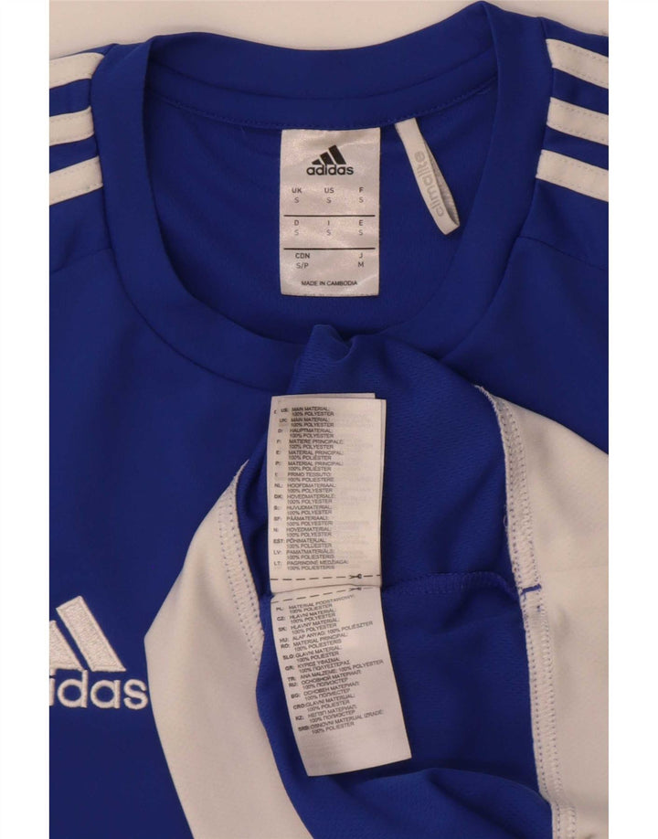 Adidas Herre Climalite T-Shirt Top Lille Blå Colourblock Polyester
