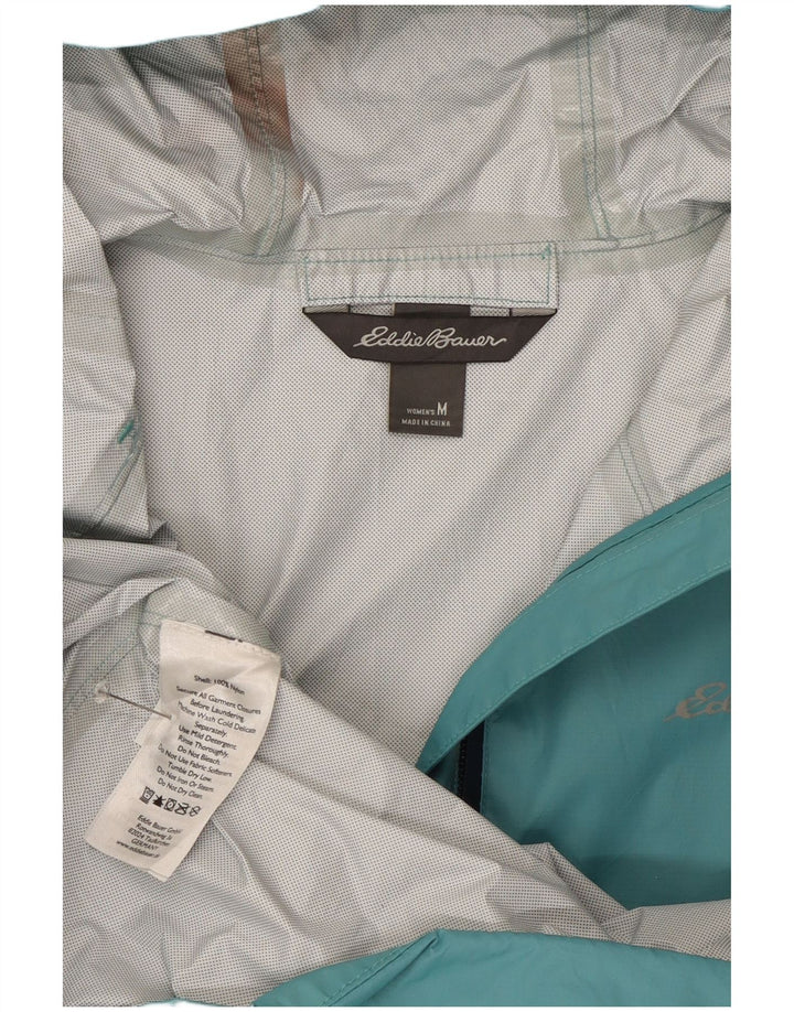 Eddie Bauer Dame Regnjakke med hætte UK 14 Medium Blue Nylon