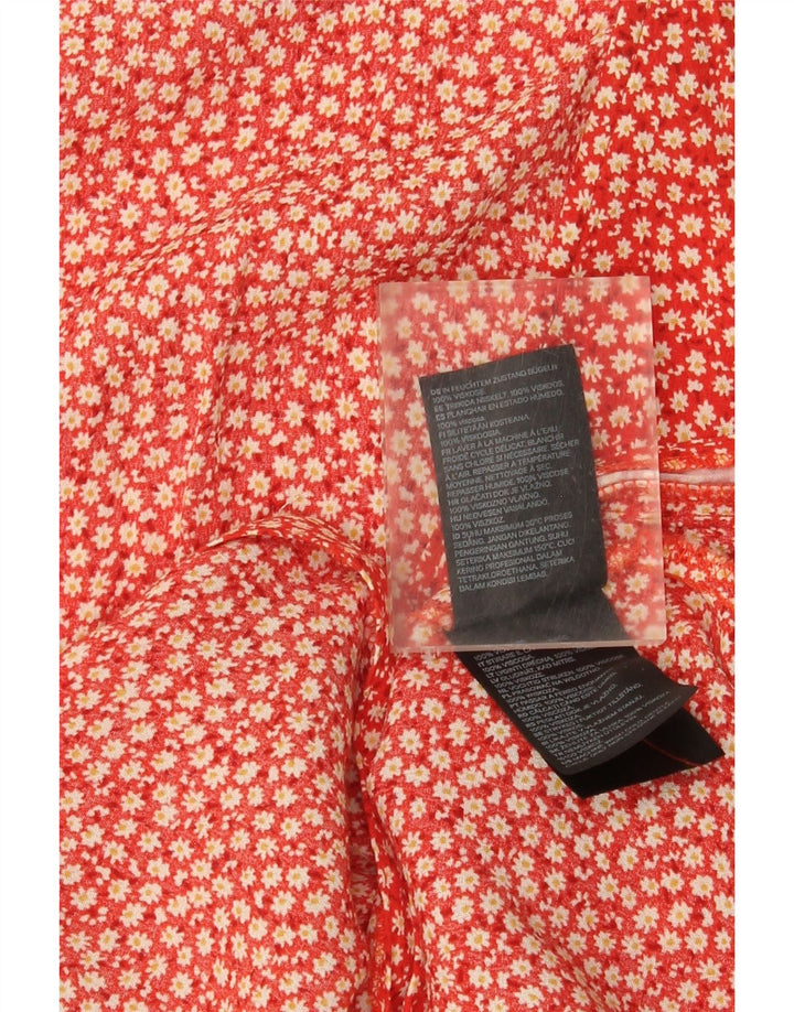 Vintage dame maxikjole EU 40 Medium Red Floral Viscose