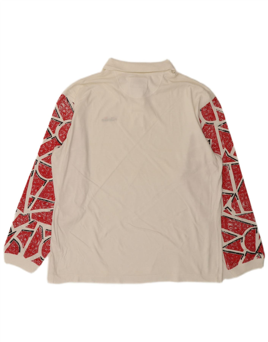 ELLESSE Langærmet Polo Shirt til mænd IT 50 Medium Hvid Geometrisk Bomuld