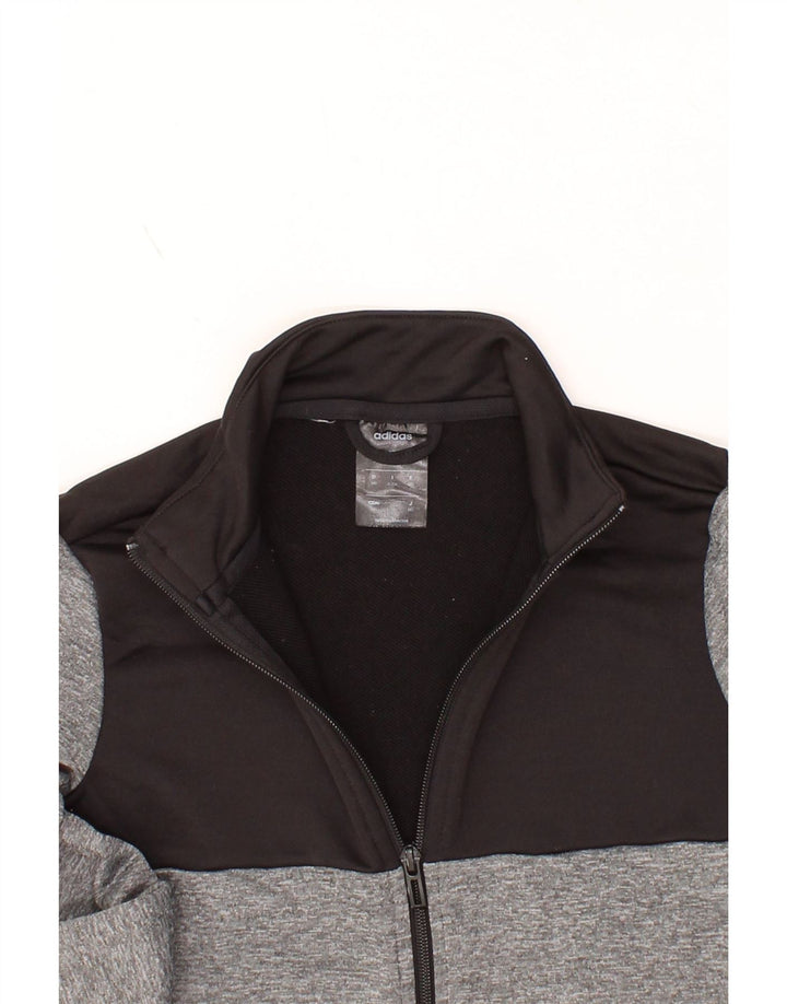 ADIDAS Boys Graphic Tracksuit Top Jacket 9-10 Years Grey Colourblock Vintage Adidas and Second-Hand Adidas from Messina Hembry 