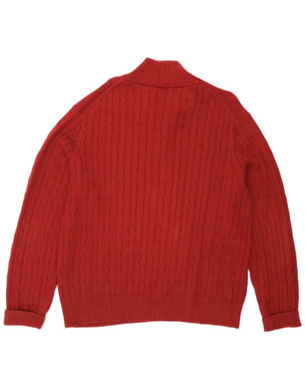 Tommy Hilfiger Herre Zip Neck Jumper Sweater Large Bourgogne Bomuld