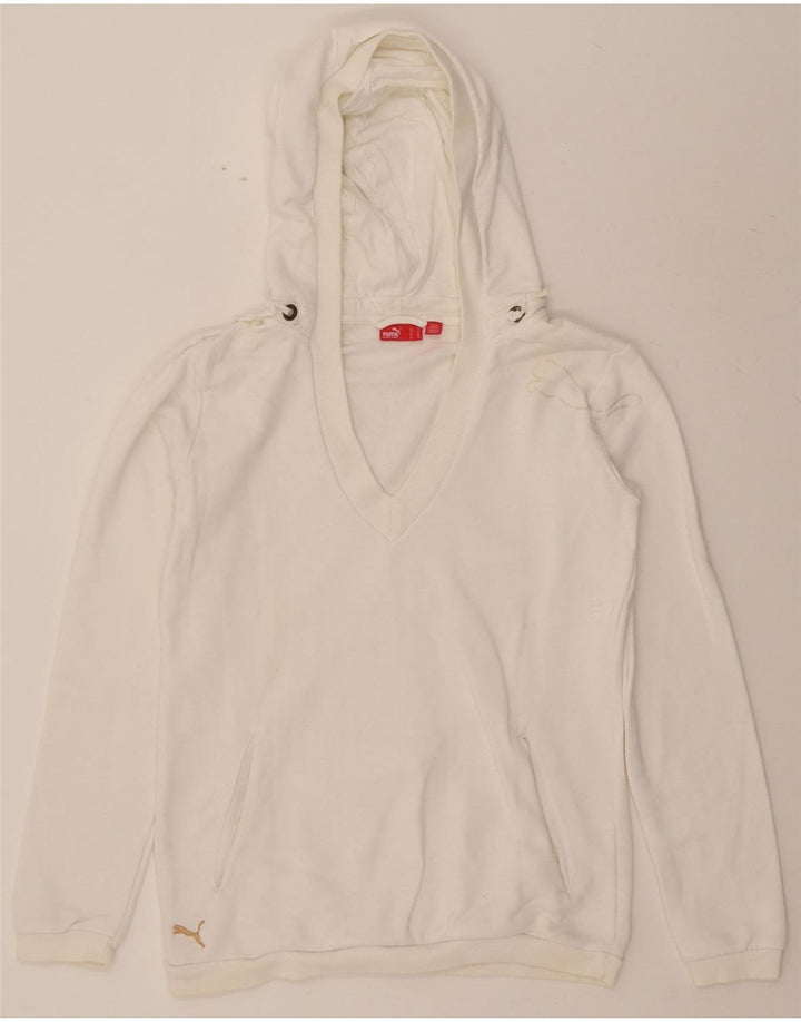 PUMA Womens Hoodie Jumper UK 10 Small White Vintage Puma and Second-Hand Puma from Messina Hembry 