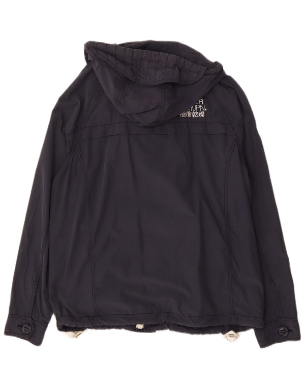 Superdry Windbreaker-jakke med hætte til mænd UK 42 XL marineblå bomuld