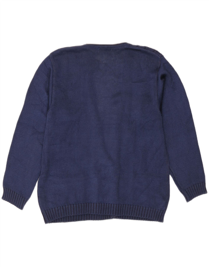 Vintage dame dobbeltradet cardigan sweater EU 42/44 Large Navy Blue