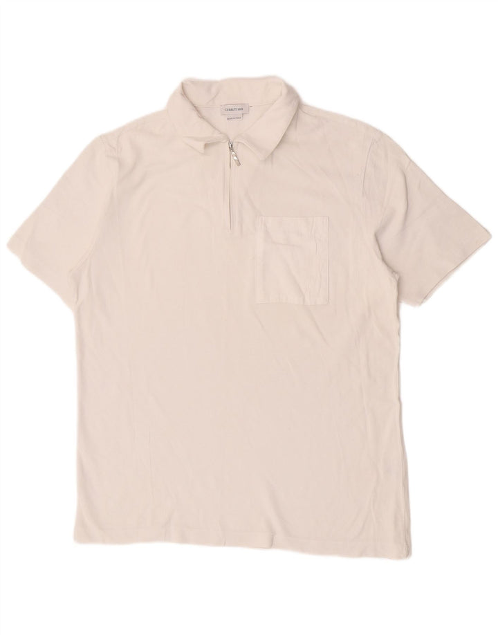 Cerruti 1881 Herre poloshirt IT 50 Medium Hvid Bomuld