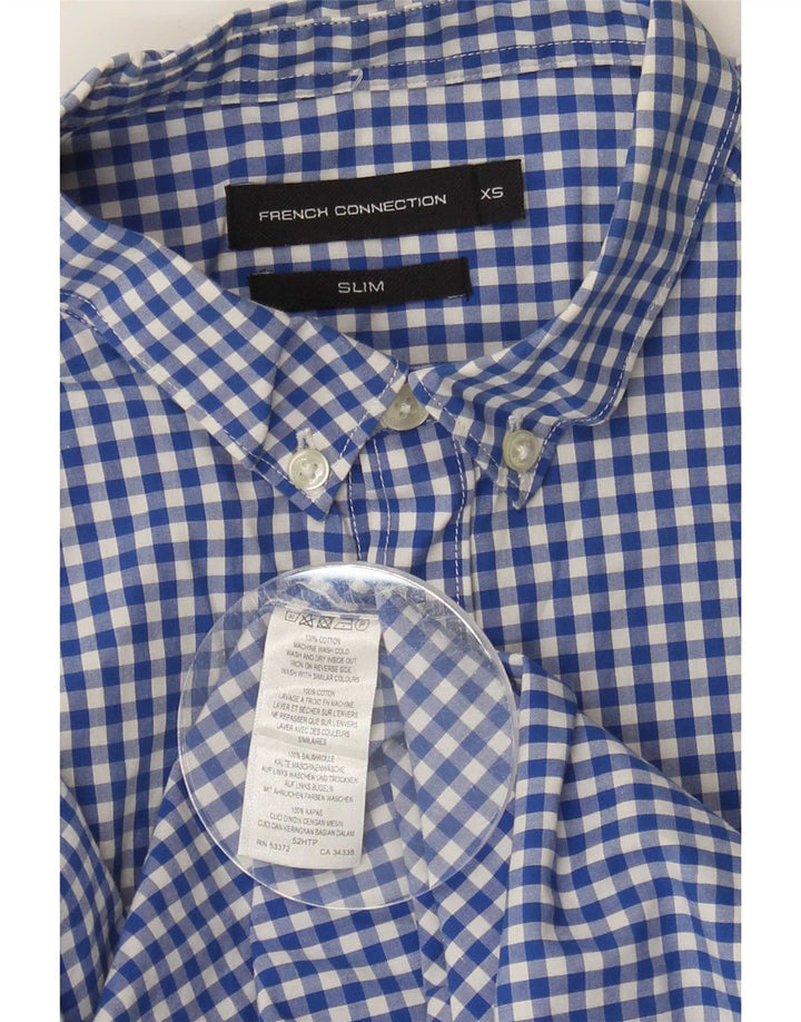 French Connection Herre Slim Shirt XS Blue Gingham Cotton