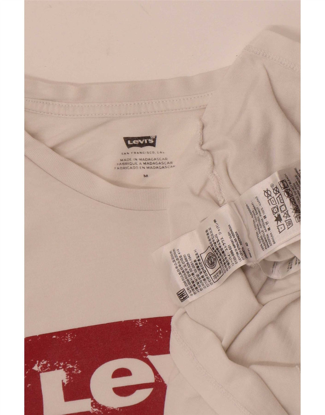 Levi's Dame Grafisk T-Shirt Top UK 14 Medium Hvid Bomuld